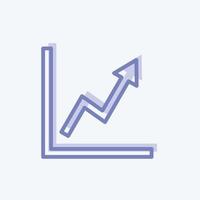 Rising Line Graph Icon in trendy two tone style isolated on soft blue background vector