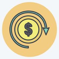 Return on Investment Icon in trendy color mate style isolated on soft blue background vector