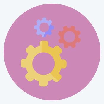 icono de configuración en un estilo moderno y plano aislado en un fondo azul suave vector