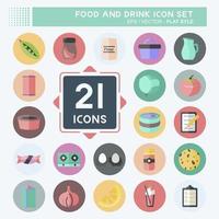 Food and Drink Icon Set in trendy flat style isolated on soft blue background vector