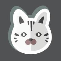 Cat Face Sticker in trendy isolated on black background vector