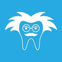 cartoon tooth shape dentist logo vector icon illustration design