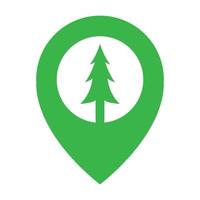 spruce pine fir tree with pin map location logo vector icon illustration design