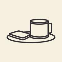 breakfast bread and coffee lines logo design vector icon symbol illustration