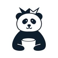 panda con vidrio lindo dibujo animado logo icono vector ilustración