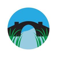 village small bridge with grass logo symbol icon vector graphic design illustration idea creative