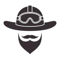 Cabeza de bombero con barba, símbolo del logotipo, icono vectorial, ilustración, diseño gráfico vector