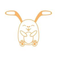 lines cute cartoon rabbits smile logo vector icon illustration design