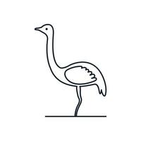 ostrich bird simple lines minimal logo vector illustration design