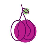líneas de frutas arte colorido ciruela púrpura diseño de logotipo vector símbolo icono ilustración