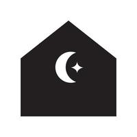 media luna y estrella en casa de noche logotipo símbolo icono vector diseño gráfico ilustración idea creativa