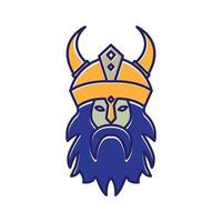 cabeza vikinga con barba cool logo vector icono ilustración diseño