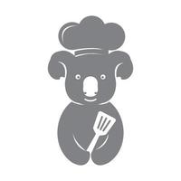 cute animal koala with chef logo symbol icon vector graphic design illustration