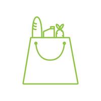 líneas de bolsas de compras con verduras y frutas logo símbolo vector icono diseño gráfico ilustración