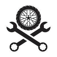 tire wheels with tools vintage logo symbol icon vector graphic design illustration