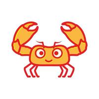 cartoon lines colorful crabs happy logo design vector icon symbol illustration