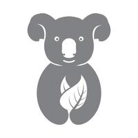 lindo animal koala con hoja logo símbolo icono vector gráfico diseño ilustración