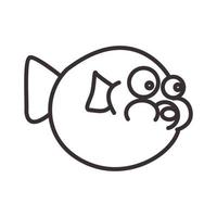 cute cartoon lines puffer fish logo symbol icon vector graphic design illustration
