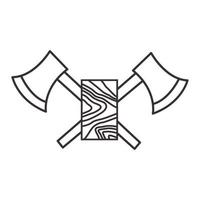 Línea cruzada de hacha con símbolo de logotipo de madera icono vectorial ilustración diseño gráfico vector