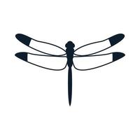 diseño de ilustración de icono de vector de logotipo de silueta de línea minimalista de libélulas de insectos animales