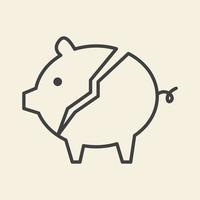 depósito de dinero cerdo lindo líneas logo vector icono símbolo gráfico diseño ilustración