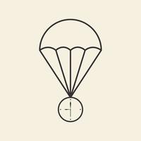 time clock watch with parachute logo symbol icon vector graphic design illustration idea creative
