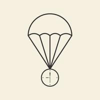 time clock watch with parachute logo symbol icon vector graphic design illustration idea creative