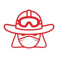 head fireman line with mask logo symbol vector icon illustration graphic design