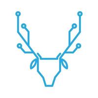 deer with line tech connect logo vector icon illustration design