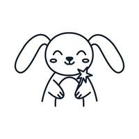 rabbit or bunny with magic star line logo vector illustration