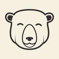 línea cabeza oso sonrisa hipster logotipo símbolo icono vector gráfico diseño ilustración idea creativo