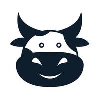 cabeza de animal vaca o vacas lecheras lindo dibujo animado sonrisa logo vector ilustración diseño