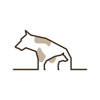 line art abstract  dog and cub logo symbol icon vector graphic design illustration idea creative