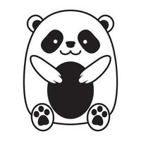 lines cute cartoon baby panda smile logo vector icon illustration design