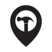 hammer with pin map location logo vector symbol icon design illustration