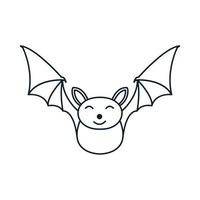 bat  fly cute cartoon line art outline logo vector  illustration design