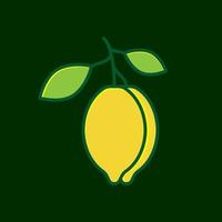 two lemon fruit fresh with green leaf logo design vector icon symbol illustration