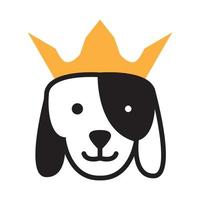 cabeza de animal mascotas perro con corona logo vector símbolo icono diseño ilustración