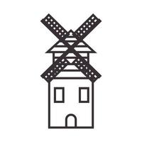 dutch windmill lines culture logo vector symbol icon design illustration