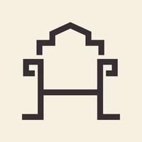 línea silla rey corona logo símbolo icono vector gráfico diseño ilustración idea creativo