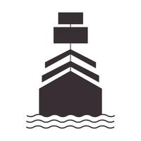 simple barco vintage con mar logo vector icono ilustración diseño