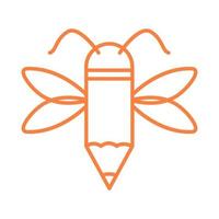 abeja con lápiz líneas creativas logo vector icono símbolo diseño gráfico ilustración