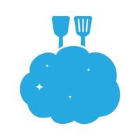 spatula with blue foam logo vector icon illustration design