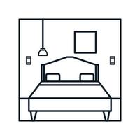 arquitectura interior línea dormitorio cuadrado logo vector icono ilustración diseño