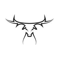 Deer head mono line  logo design vector