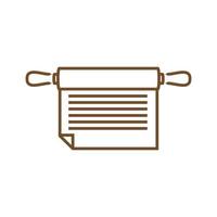 rolling pin with paper recipe logo symbol icon vector graphic design illustration idea creative