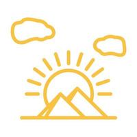 lines triangle mountain with sunset modern logo symbol icon vector graphic design illustration