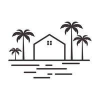 hipster casa con cocotero playa logo símbolo vector icono ilustración diseño gráfico