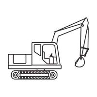 Ilustración de diseño gráfico vectorial de icono de símbolo de logotipo de líneas de construcción de excavadoras vector