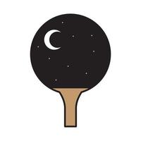 table tennis racket with moon logo vector symbol icon design illustration